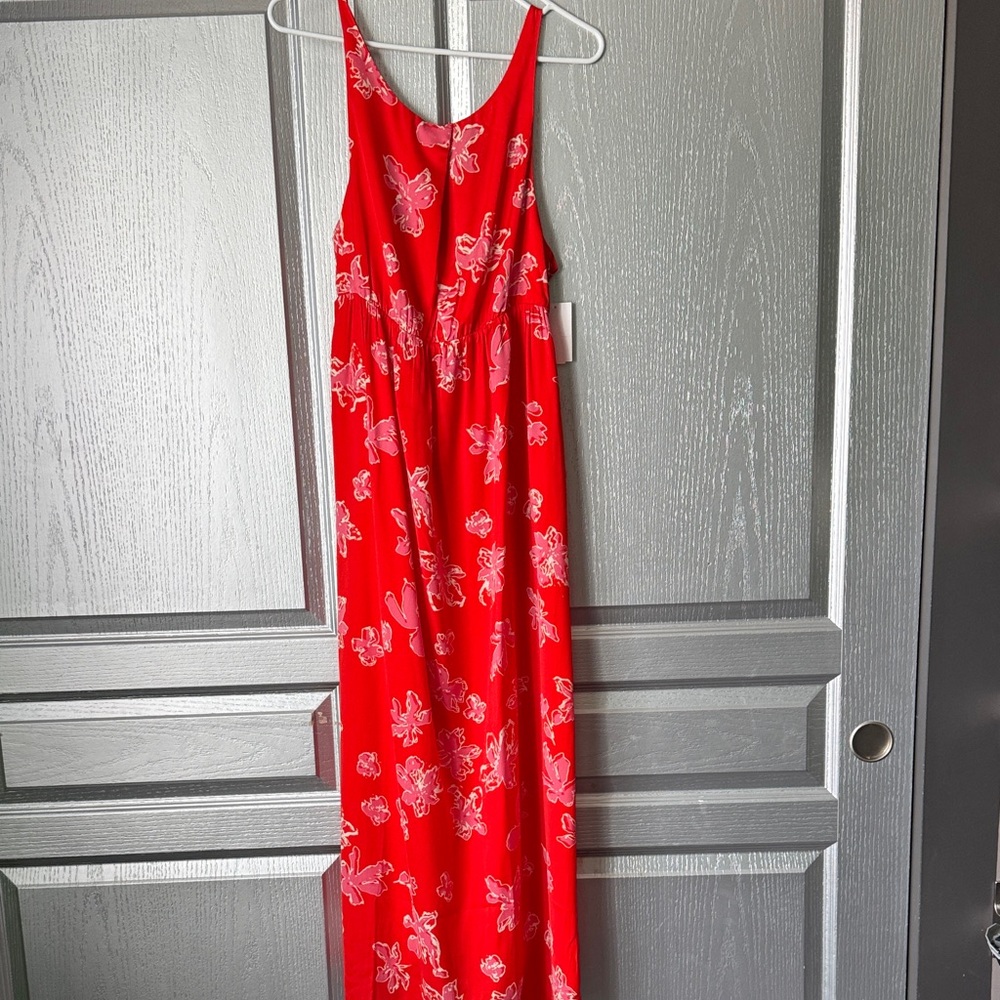 Women's Red Floral Maxi Dress - Sleeveless Summer Dress